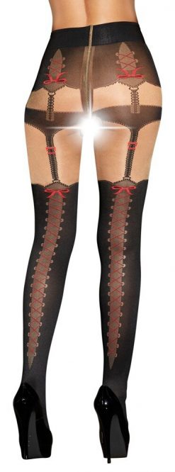 Колготки Cottelli Legwear Tights with Suspender Straps, черные - Cottelli Collection