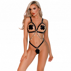 Комплект JSY Sexy Lingerie 5967, черный: боди + украшения для сосков - JSY