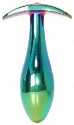 Анальная пробка с розовым кристаллом Exclusivity Jewellery Multicolour Straight Plug М, радужная - Boss Of Toys