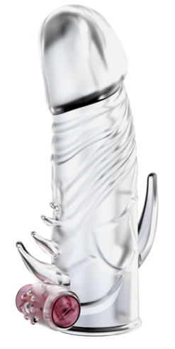 Насадка на пенис с вибрацией Penis Sleeve For Men, прозрачная - Baile