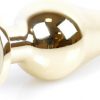 Анальная пробка с фиолетовым кристаллом Exclusivity Jewellery Gold Plug Long, золотая - Boss Of Toys