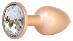 Анальная пробка с прозрачным кристаллом Exclusivity Jewellery Pearl Gold Plug S, золотая - Boss Of Toys