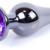 Анальная пробка с фиолетовым кристаллом Exclusivity Jewellery Dark Silver Long Plug, серебряная - Boss Of Toys