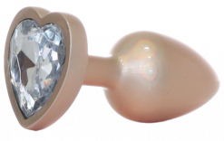 Анальная пробка с прозрачным кристаллом Exclusivity Jewellery Pearl Gold Heart Plug S, золотая - Boss Of Toys