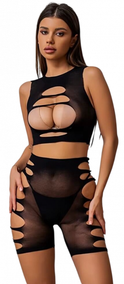 Комплект JSY Sexy Lingerie WW7172, черный: топ + шорты - JSY